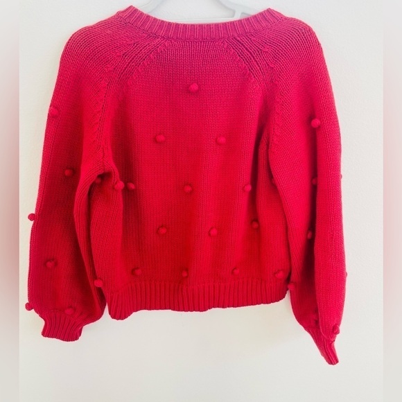 The GREAT. raspberry red Bobble cardigan crewneck sweater M Rare - Picture 5 of 9